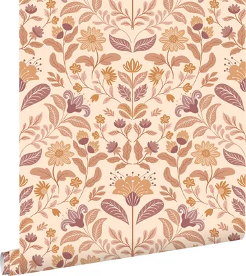 Immagine prodotto di ESTAhome carta da parati fiori retrò vintage beige e viola 50 x 900 cm