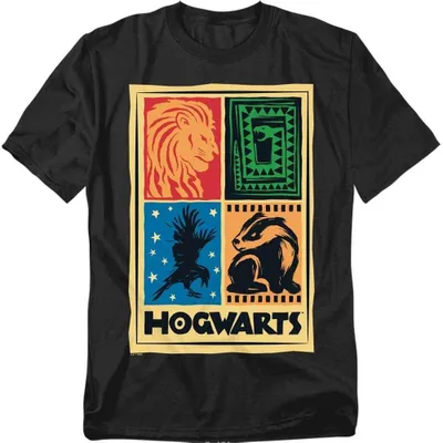 Immagine prodotto di Maglietta unisex "Le Case di Hogwarts" di Harry Potter, taglia uomo/donna, modello TV41484 (5XL), colore nero