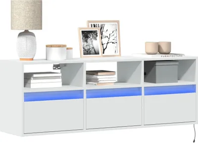 Produktbild von "Rabatt" TV-Wandschrank/TV-Regal - mit Ausreichend Stauraum - mit LED-Beleuchtung Weiß 130x31x45 cm - TV-Schränke CC23809