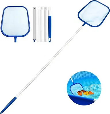 Obrázok produktu pre Teleskopická lopatka na čistenie bazénov s nastaviteľnou rukoväťou a dlhým, 160 cm pružným ramenom.