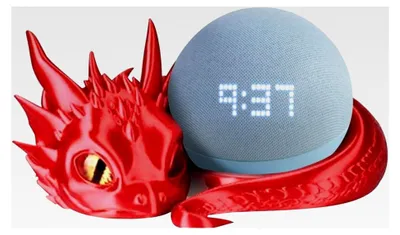 Produktbild von Drachenständer für Echo Dot 4./5. Generation | Liegender Baby Drachenhalter für Echo Dot Zubehör | Ständer für Smart Speaker in Drachenform | Druckdekoration für den Desktop