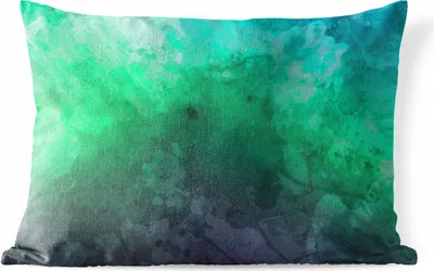 Produktbild von MuchoWow® Outdoor Kissen - Aquarell - Blau - Grün - 50x30 cm - Wetterfest - Lounge Kissen - Sofa kissen - Wohnzimmer Dekoration