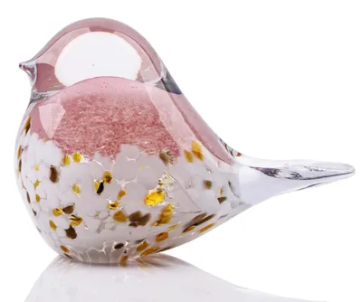 Glasvogel-Statue, handgeblasen, 17,2x11,1 cm, rosa