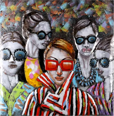 Image de Tableau métallique fait main Woman Sunglasses L=100 H=100cmP=6cm