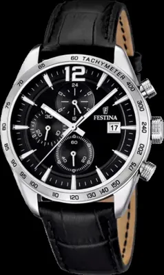 Produktbild von Festina Timeless Chrono Armbanduhr Lederband Edelstahlgehäuse F16760/4