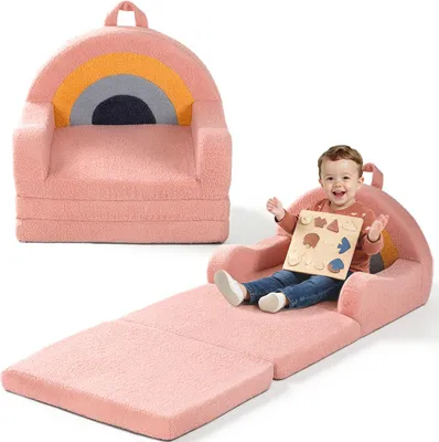 Obrázok produktu pre Caveen 2v1 detská skladacia pohovka Detská pohovka s dizajnom dúhy, skladacie detské kreslo Detská pohovka pre chlapcov a dievčatá 120×50 cm