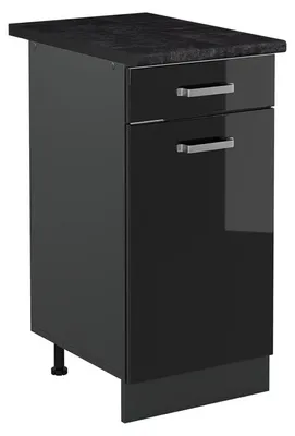 Obrázok produktu pre Kuchynská spodná skrinka Vicco R-Line Čierny vysoký lesk/antracitová 40 cm antrasiitti työtaso, Model 61066