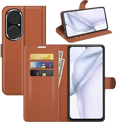 Produktbild von Schutzhülle für Huawei P50 Case Handy Hülle Cover Case Schutztasche Wallet Etuis Neu, Farbe:Braun