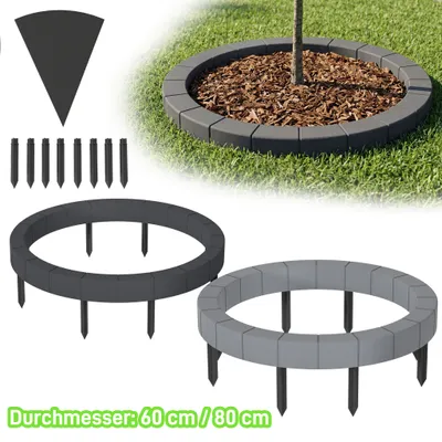 Produktbild von ACXIN Kunststoff Baum Einfassung, 80cm Durchmesser Grau, atmungsaktiv mit Vlieseinlage für Garten und Kübel
