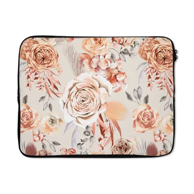 Produktbild von MuchoWow® Laptop Hülle 15 Zoll Rosen - Blumen - Muster Laptoptasche - Laptoptasche - Sleeve - Rundum-Schutz