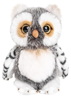 Image de Chouette en peluche gris et blanc - 18 cm, animal en peluche