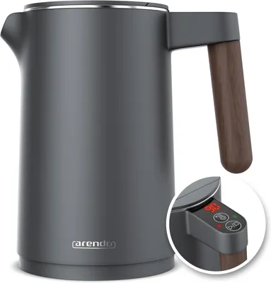 Produktbild von Edelstahl Wasserkocher mit Temperatureinstellung 45–100°C, 1,5 L, Doppelwand, BPA-frei, Warmhaltefunktion, LED-Anzeige, Cool-Touch-Griff, 2200 W, 360°