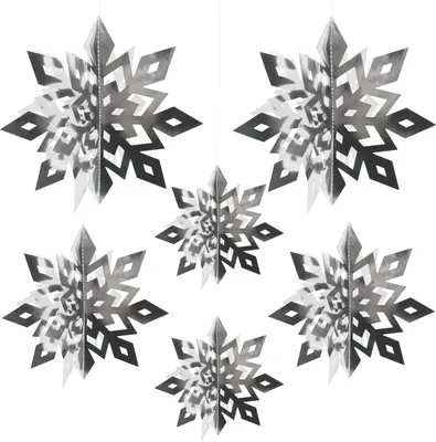 Produktbild von Oblique Unique 3D Schneeflocken 6er Set Eiskristalle Deckenhänger Deko für Weihnachten Winter Weihnachtsdeko - silber