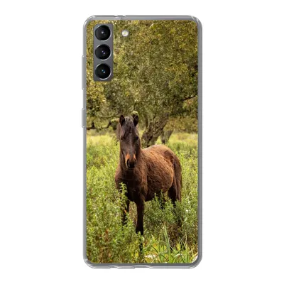 Produktbild von MuchoWow® Handyhülle Schutzhülle Hülle für Samsung Galaxy S21 Plus Pferd - Wald - Gras Silikon Softcase Handy Hülle - Handy-Tasche