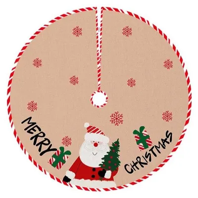Weihnachtsbaumdecke rund, 120 cm, Baumrock, Khaki Weihnachtsmann