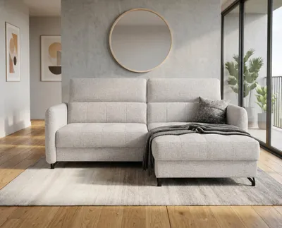 Produktbild von NORDELO Ecksofa mit Schlaffunktion und Bettkasten ALTAVISTA Grau 230x173x81 cm Schlafsofa L-Form Ecksofa mit Stauraum