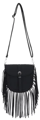 Productafbeelding van Hobo Handtas met Franjedetails - Zwart