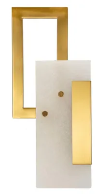 Zdjęcie produktu dla Lampa ścienna "Würfel" z żelaza, z satynowym szkłem, wymiary 15x8x33 cm, kolor złoty, o Ferretti