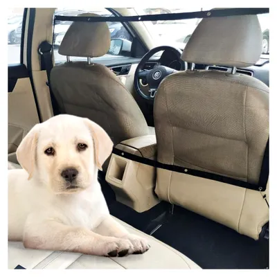 Produktbild von Hundeauto-Barriere mit verstellbarem Seil und Haken, 115 x 62 cm, Universal Hundeschutz für Rücksitz