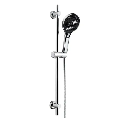 Immagine prodotto di JOHO Asta doccia in acciaio inossidabile da 70 cm con soffione, tubo flessibile e supporto; set con supporto per soffione, doccetta a 3 getti, cromato