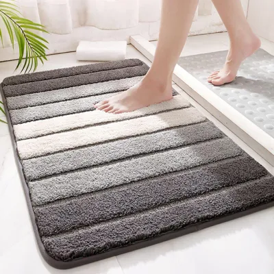 Produktbild von Badezimmer Teppich Antirutsch Badematte Mikrofaser Saugfähig, Waschbare Bäderteppich für Bad Dusche Badezimmer, Grau