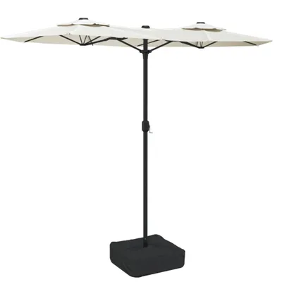 Immagine prodotto di vidaXL Ombrellone doppio bianco sabbia 316x145 cm