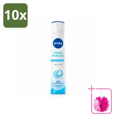 Imagen del producto de 10 aerosoles desodorantes NIVEA Fresh Natural, sin aluminio, 200 ml, pack ahorro, 10 unidades