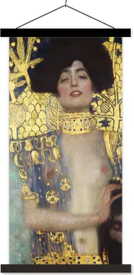 Produktbild von MuchoWow® Textilposter Judith - Gustav Klimt 40x80 cm mit schwarzem Rahmen - Wandemalerei