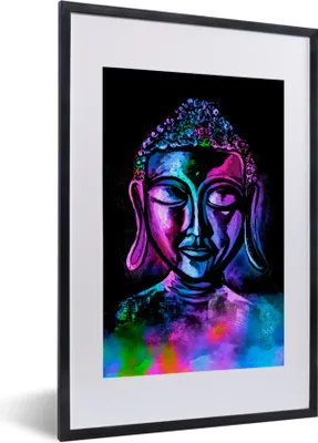 Produktbild von MuchoWow® MuchoWow® Gerahmtes Poster Buddha - Malen - Meditation 40x60 cm - Poster mit zchwarzem Bilderrahmen - Poster in Rahmen