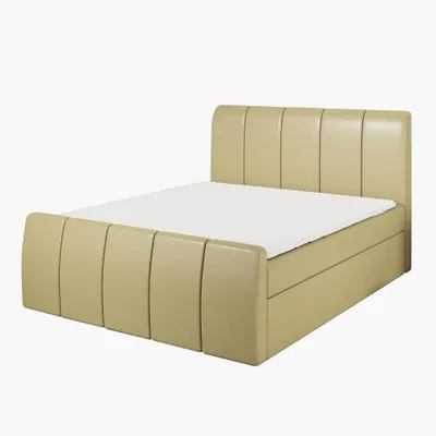 Produktbild von Boxspringbett KARIS 180x200 mit Bettkasten, Topper und gepolstertem Kopfteil. Farbe: Beige
