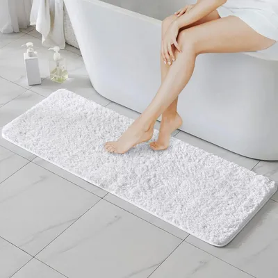 Obrázek produktu pro Koberček do koupelny, rohož do koupelny, měkká, protiskluzová, bílá, 45x120 cm, mikrovlákno