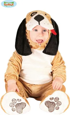 Produktbild von Hundewelpe Baby Kostüm Kapuze Jumpsuit Füßlinge, Größe: 18 - 24 Monate Farbe: Braun