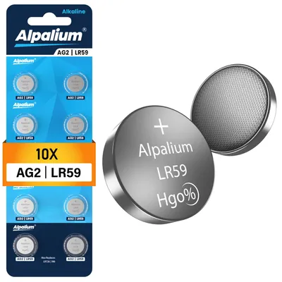 Produktbild von AG2 LR59 Knopfzelle Batterien 10er Pack - Alkaline, 1.5V Alpalium für Armbanduhren, Taschenrechner, Messgeräte und Thermometer