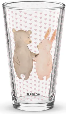 Produktbild von Mr. & Mrs. Panda Cocktailglas Bär und Hase Umarmen - Transparent - Geschenk, Tumbler, Freundschaft, Bierglas, Longdrinkglas, für Immer, Glasbecher, Freundin, Glas