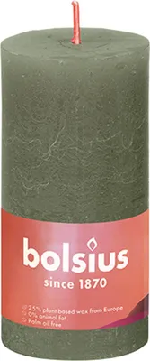 Produktbild von Bolsius Rustik Stumpenkerze Olivengrün, Höhe: 10 cm , Ø 5 cm