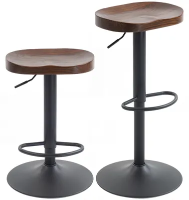 Produktbild von HOMCOM Barhocker 2er Set, Höhenverstellbar Barstuhl mit Sattelsitz aus Ulmenholz