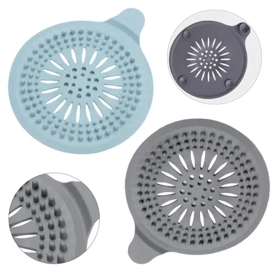 Produktbild von Abflusssieb Haarfänger Duschabfluss Abflussschutz - Silikon - 14 x 14 cm - Blau und Grau - Für Küche und Badezimmer