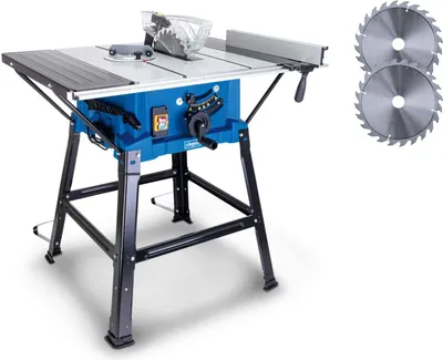 Produktbild von Scheppach Tischkreissäge HS250L | 2. Sägeblatt | 230V 2000W Schnitthöhe 87mm | Laser | Sägeblatt-Ø 254mm | Verbreiterung 630x930x870mm | Untergestell