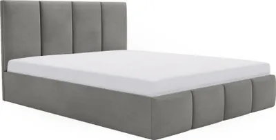 Produktbild von FEDVE Polsterbett Doppelbett Hartlage Schlafzimmer Bett Bettkasten Matratze H3 120x200 cm Grau (Magic Velvet 2217)