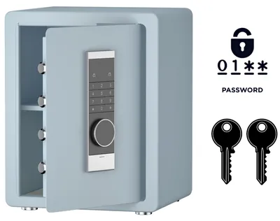 Produktbild von Panzer-Tresor für Zuhause Elektronisches Schloss und Schlüssel 45x38x32 cm Blau
