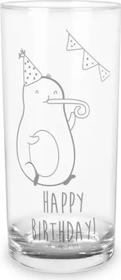 Produktbild von Mr. & Mrs. Panda Wasserglas Avocado Geburtstag 200 ml - Transparent - Geschenk, Alles Gute, Party, Happy Birthday, Glas, Cocktailglas, Longdrinkglas, Tumbler, Feier