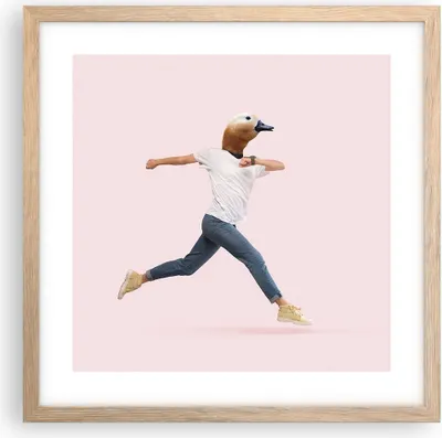 Produktbild von Gerahmtes Poster - Rahmen in heller Eiche - Anthropomorphisierung Mensch Ente - 40x40 cm - Wand Bild - Wanddeko - Wandbilder - Kunstposter - Wandposter - Bilderrahmen - Bilder - P2NAC40x40-4597