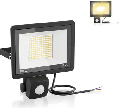 Imagen del producto de Lámpara LED de 100W para exteriores con sensor de movimiento, 3500 lúmenes, luz blanca cálida de 6500K