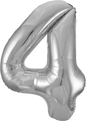 Produktbild von Folienballon Zahl 4 silber - ca. 86 cm
