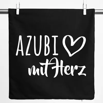 Produktbild von Huuraa Kissenbezug Azubi mit Herz 40x40cm Black Baumwolle Dekokissenbezug Geschenkidee