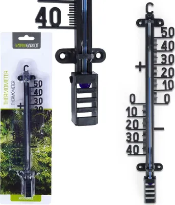 Produktbild von Außenthermometer Innenthermometer Zimmerthermometer Thermometer schwarz 25 cm