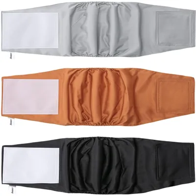 Produktbild von Avont 3 Stück Rüde Wiederverwendbare Hundewindeln, Bauchband Hund für Inkontinenz, waschbare und umweltfreundliche für Hund Rüde -Schwarz/Braun/Grau