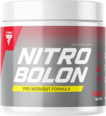 A product shot of a Trec Nutrition Nitrobolon pre-workout supplement container.