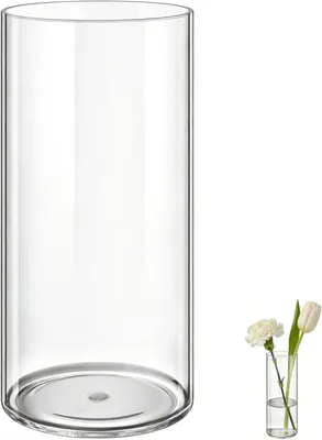 Obrázok produktu pre Akrylová váza 10 cm, priehľadná, na kvety, okrúhly tvar, 25 cm výška