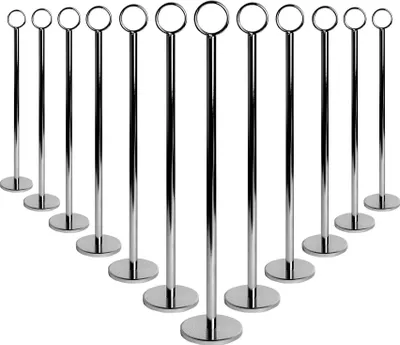 Produktbild von 12x Silber 30cm Tischnummer Halter - Hochzeitsplatzkartenschild Stand Set, Fotomenü -Anzeige, Metall Party Dekoration - nach Argon -Tabellengeschirr